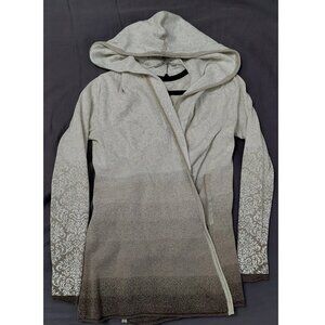 Vintage Athleta Organic Cotton Ombre Asymmetrical Knit Wrap Hoodie Cardigan